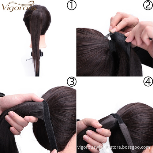 Vigorous Drawstring Ponytail Clip in Hair Extensions Ponytail Hairpiece Synthetic Pony Tail Extensions for Girl Lady Women 4/30